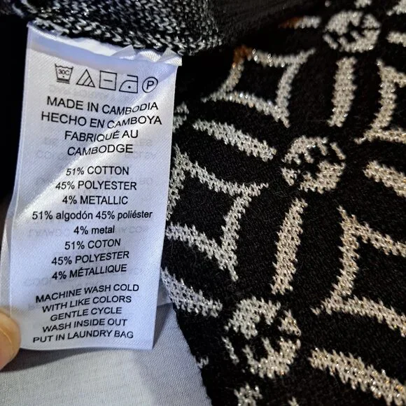 Michael Kors Size Medium (10-12) Black and Grey Logo Jacquard Sweater NW - Picture 10 of 13